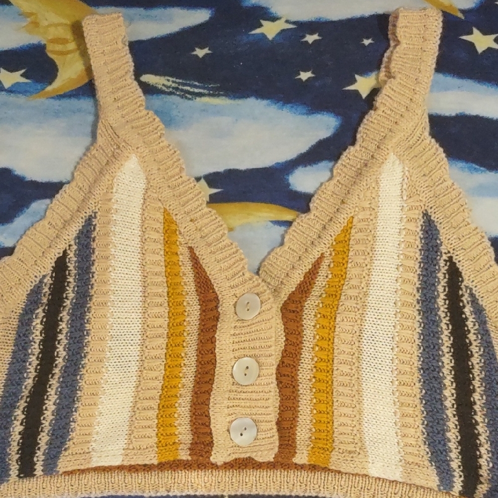 Striped Knit Crop Top - Multicolor